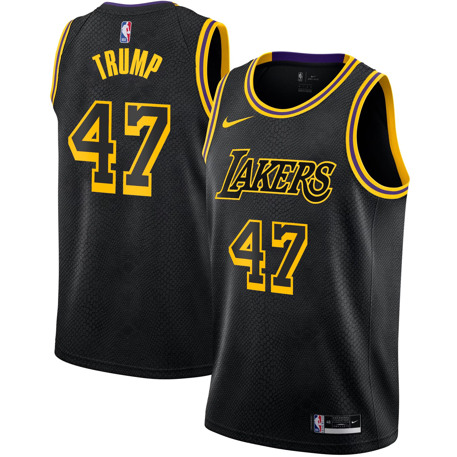 Men Los Angeles Lakers #47 Trump Black 2025 Nike Swingman NBA Jersey